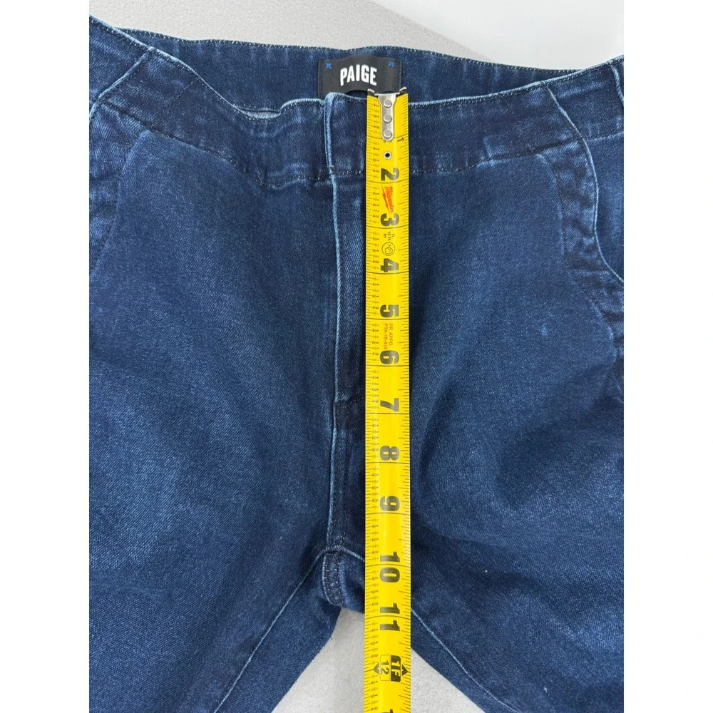 Paige Indio Zip Short Dark Blue Flare Leg Trouser Jeans Womens 27 (30x32) Boho
